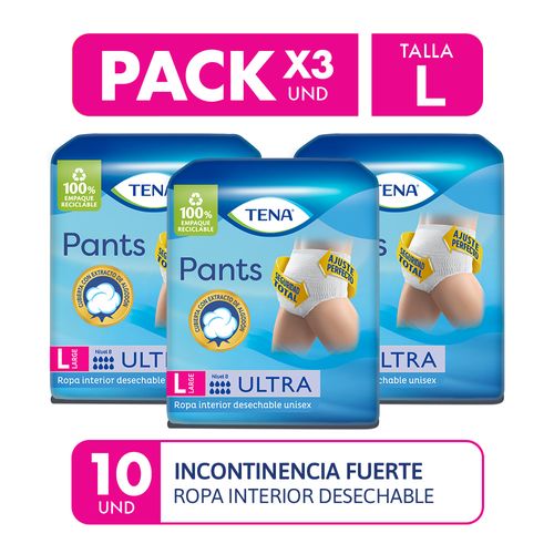 Ropa interior adultos Tena Pants Ultra Talla L 10un pack x3