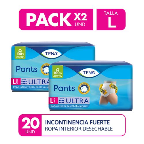 Pañal Tena Pants Ultra Large 20 UN Pack x2