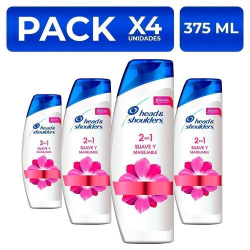 Shampoo Head & Shoulders 2en1 Suave y Manejable 375ml PackX4