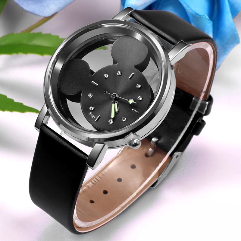 RELOJ-MICKEY-MOUSE-MUJER-DISNEY-MODA-MINNIE---NEGRO