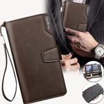 Billetera-Larga-Hombre-de-Cuero-PU-Baellerry-con-Tarjetero-Monedero-y-Porta-Celular-Cartera-Marron