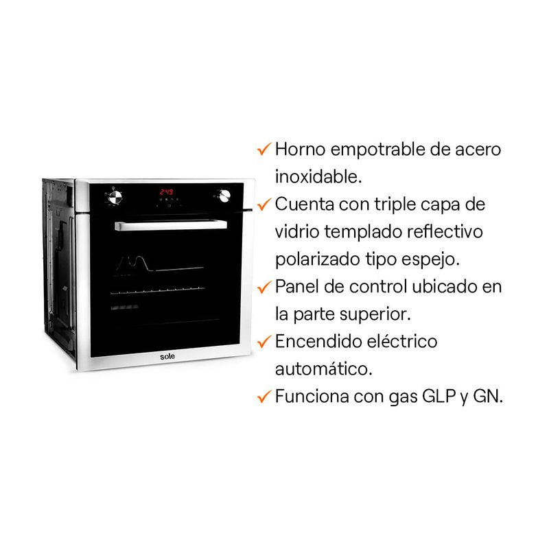 Horno empotrable Sole a gas SOLHO007 - Promart