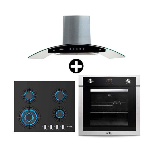 COMBO Cocina empotrable SOLCO034 + Campana Venus Classic + Horno a gas empotrable SOLHO007