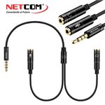 Adaptador-Conector-de-2-Jack-35mm-Estereo-A-Plug-35mm-Trrs-NETCOM--Negro