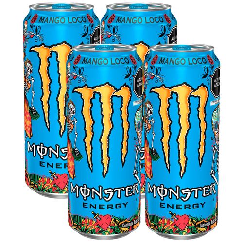 Pack Bebida Energizante MONSTER Energy Mango Loco Lata 473ml x 4un