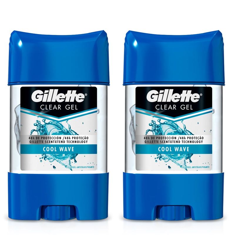 Pack Desodorante en Gel para Hombre GILLETTE Clear Cool Wave 82g Frasco 2un  - Shopstar