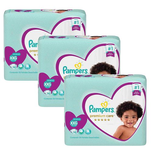 Pack Pañales para Bebé PAMPERS Premium Care Talla XXG Paquete 114un