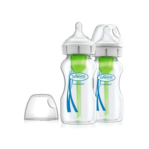 Biberón De Vidrio Para Bebe Dr Browns Pack De 2 Boca Ancha 9 Oz / 270 Ml