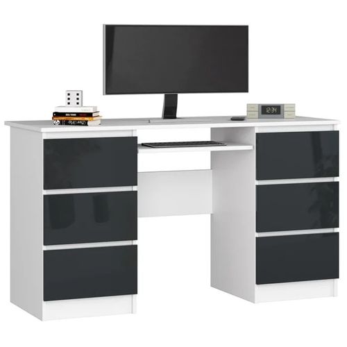 Escritorio de Melamina Gerencial Blanco-Negro 135cm