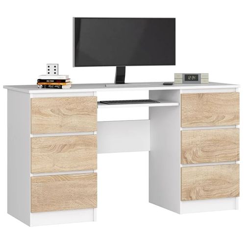 Escritorio de Melamina Gerencial Blanco-Malva 135cm