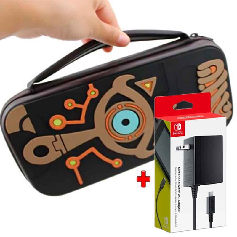 Pack-Estuche-para-Nintendo-Switch-y-Oled-Zelda-Marron-y-Cargador-Original