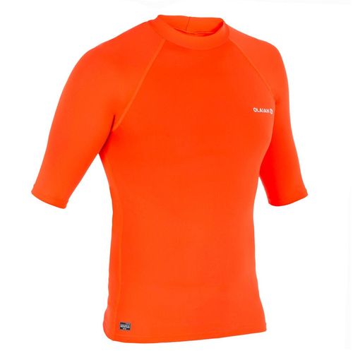 CAMISETA PROTECCIÓN SOLAR SURF HOMBRE OLAIAN 100 ROJO FLUORESCENTE