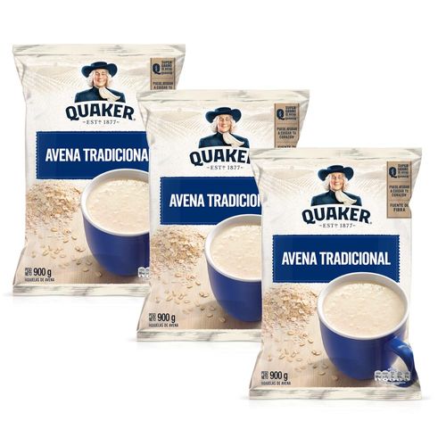 Avena QUAKER Tradicional Bolsa 900g Paquete 3un