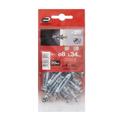 Tornillo + Tarugo 8x34mm x 20 unidades