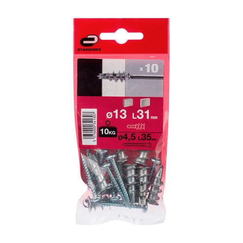 Tornillo + Tarugo 13x31mm x 10 unidades
