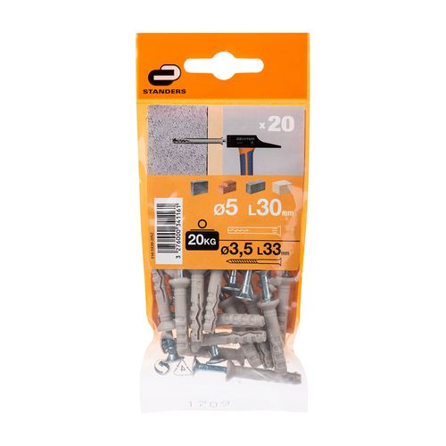 Tornillo + Tarugo 5x30mm x 20 unidades