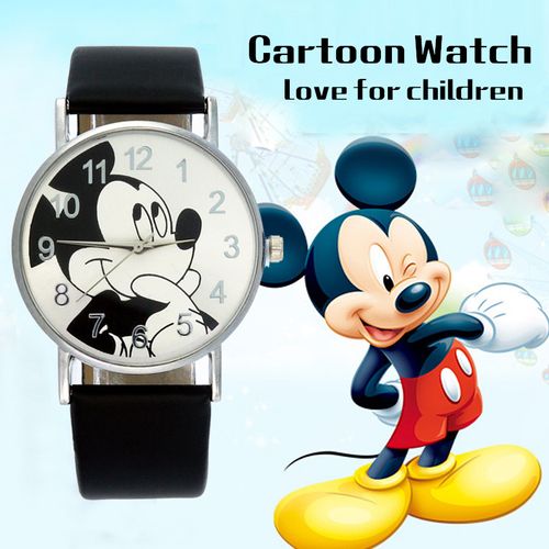 RELOJ MICKEY MOUSE PARA MUJER NIÑOS QUARTZ - NEGRO