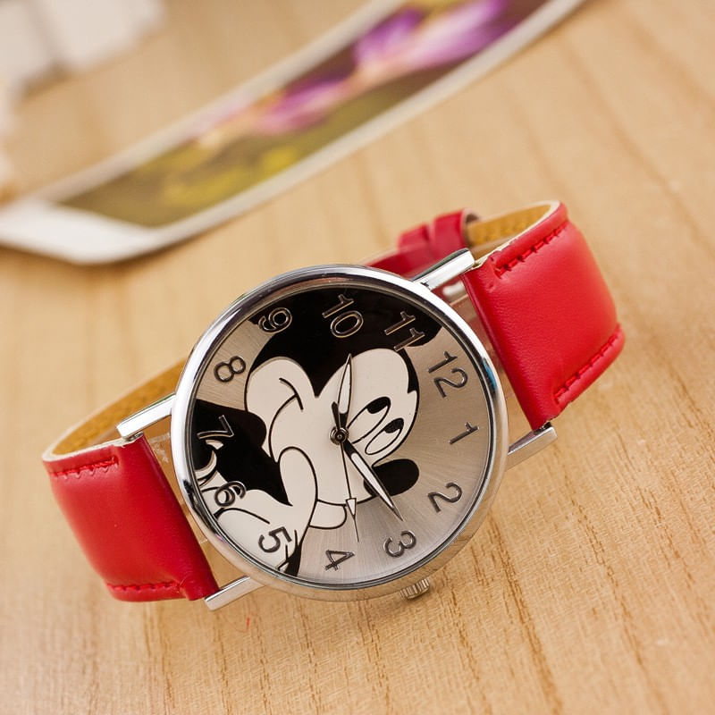 RELOJ-MICKEY-MOUSE-PARA-MUJER-NIÑOS-QUARTZ---ROJO