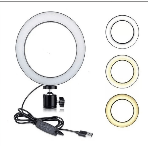 ARO DE LUZ LED 26CM C/ SOPORTE PARA CELULAR - FOTO SELFIE