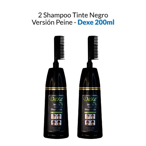 2 Shampoo Tinte Negro Versión Peine - Dexe 200ml