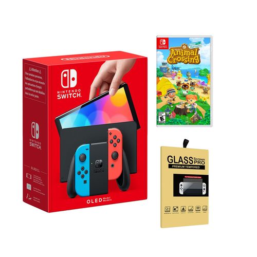 Consola Nintendo Switch Oled Neón + Animal Crossing + Mica