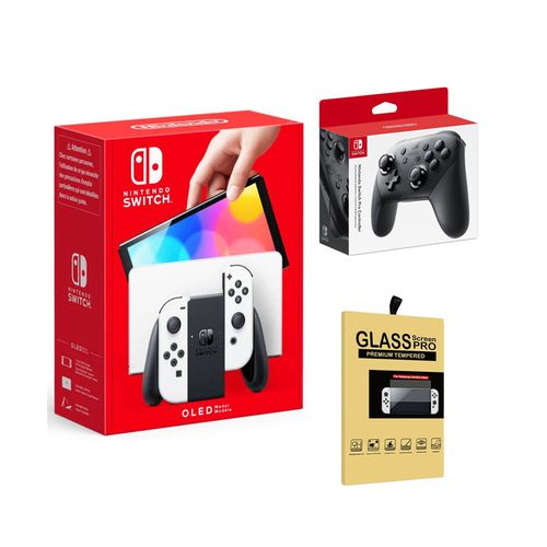 Consola Nintendo Switch Oled Blanco + Mando Pro Controller + Mica