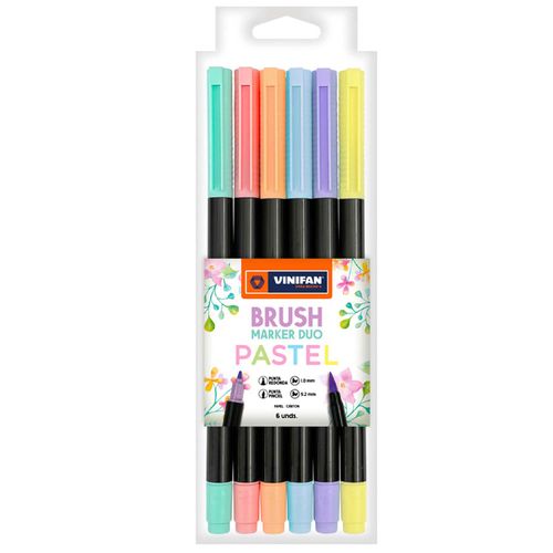 Marcador VINIFAN Brush Duo Pastel Estuche 6un