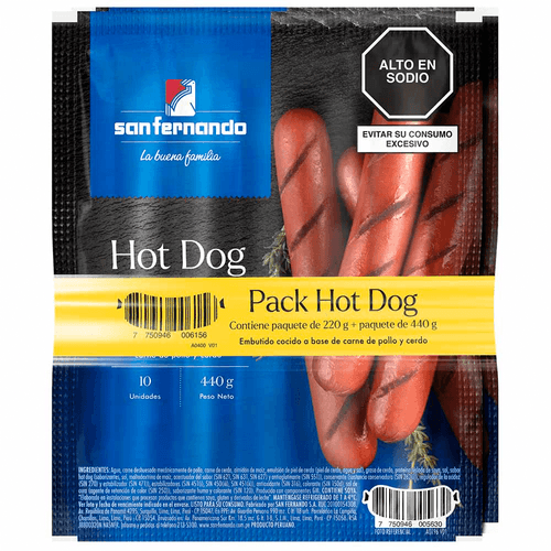 Pack Hot Dog SAN FERNANDO Paquete 660g