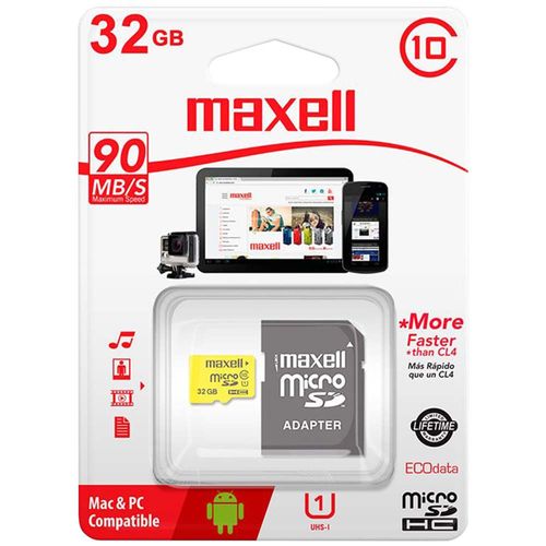 Memoria MAXELL MicroSD Con Adaptador SD 32GB