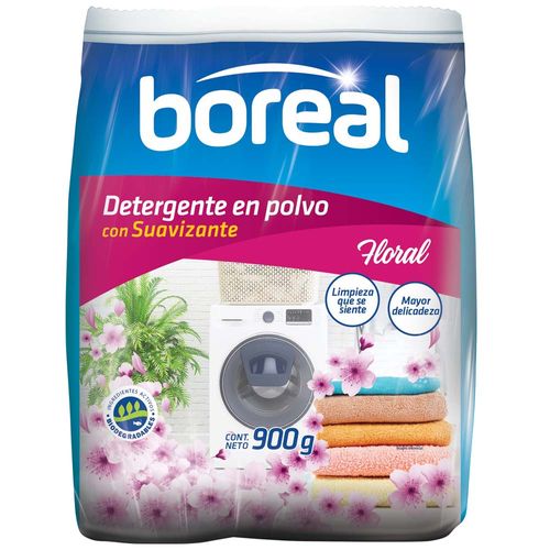 Detergente en Polvo BOREAL con Suavizante Floral Bolsa 900g