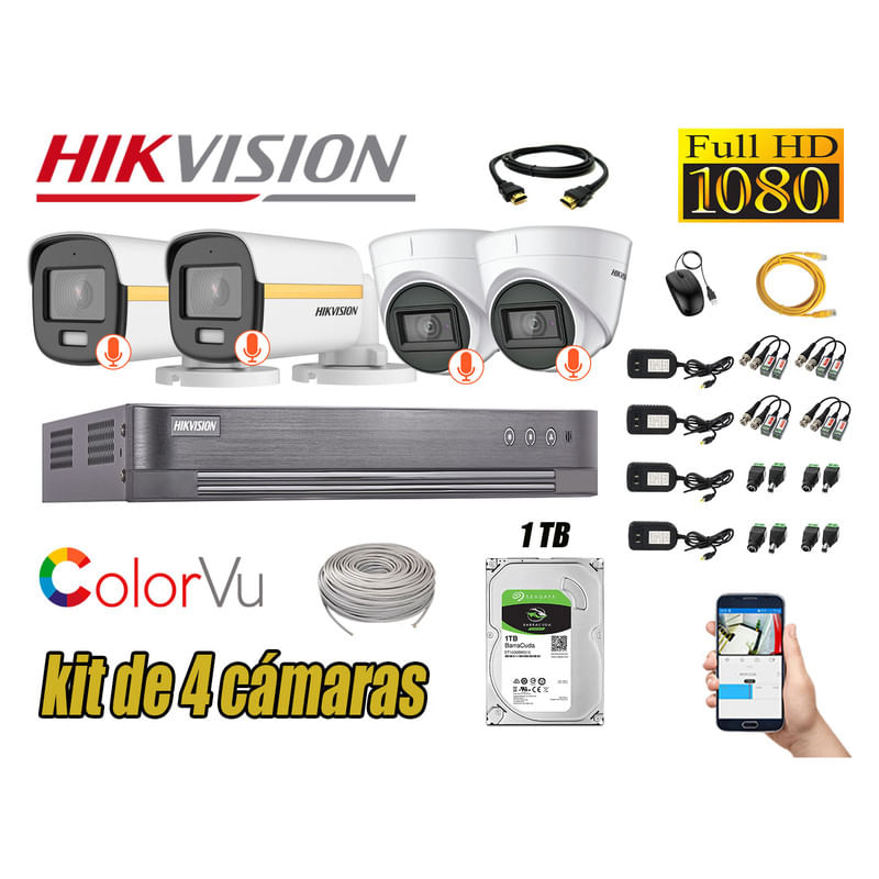 CAMARAS-SEGURIDAD-KIT-4-FULL-HD-HIKVISION-|-COLORVU-VISION-COLOR-1TB