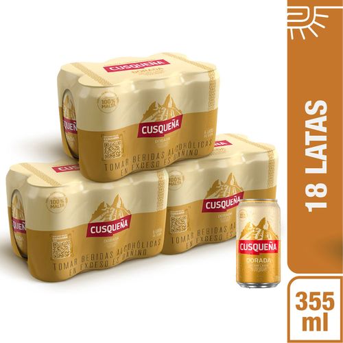 Pack Cerveza CUSQUEÑA Golden Lager 6 Pack Lata 355ml x 3un