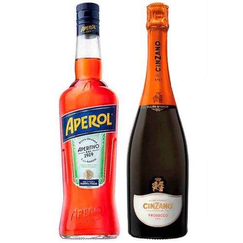 Pack APEROL Licor Botella 750ml + Espumante CINZANO Prosecco Botella 750ml
