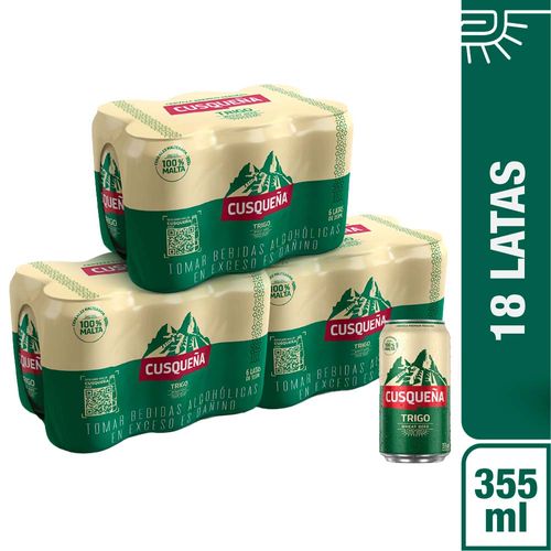 Pack Cerveza CUSQUEÑA Trigo 6 Pack Lata 355ml x 3un