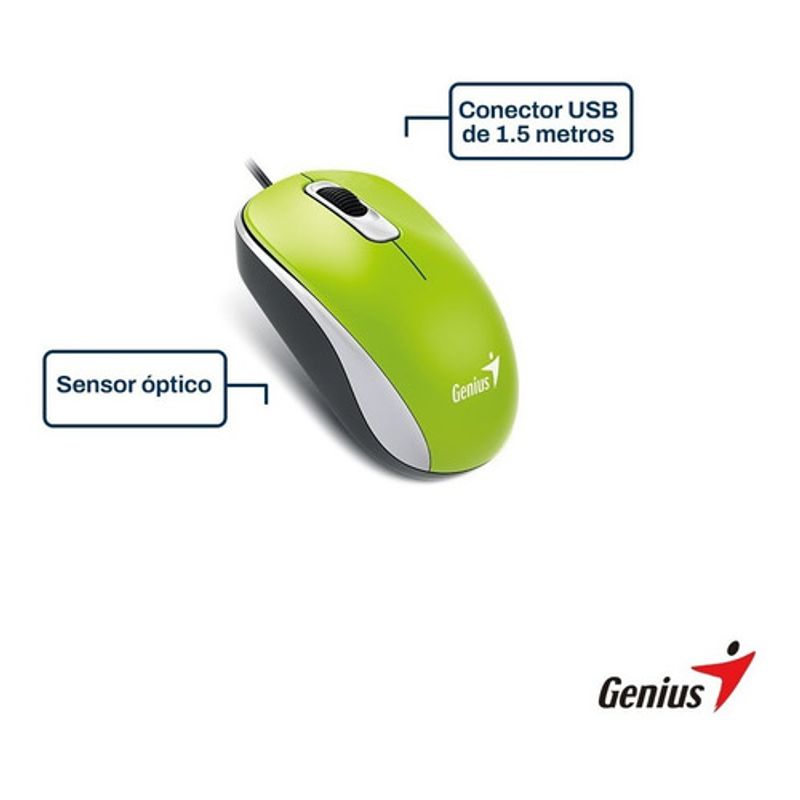 Mouse-Genius-Dx-110-Cable-Usb---Verde