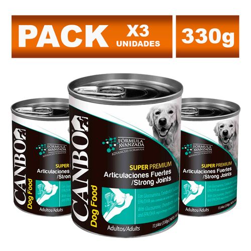 Pack Paté para Perros Adultos Canbo Premium Articulaciones Fuertes 330g 3un