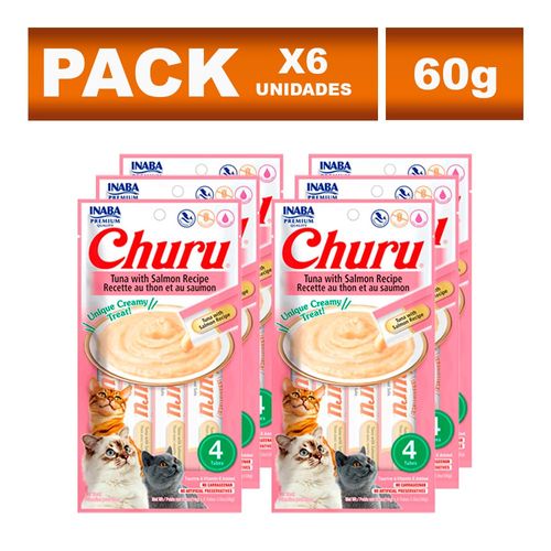 Churu Six Pack cremoso para gatos sabor atún con salmon 60g