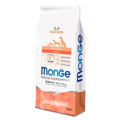 Comida para Perros Adultos Monge Salmón y Arroz 12kg