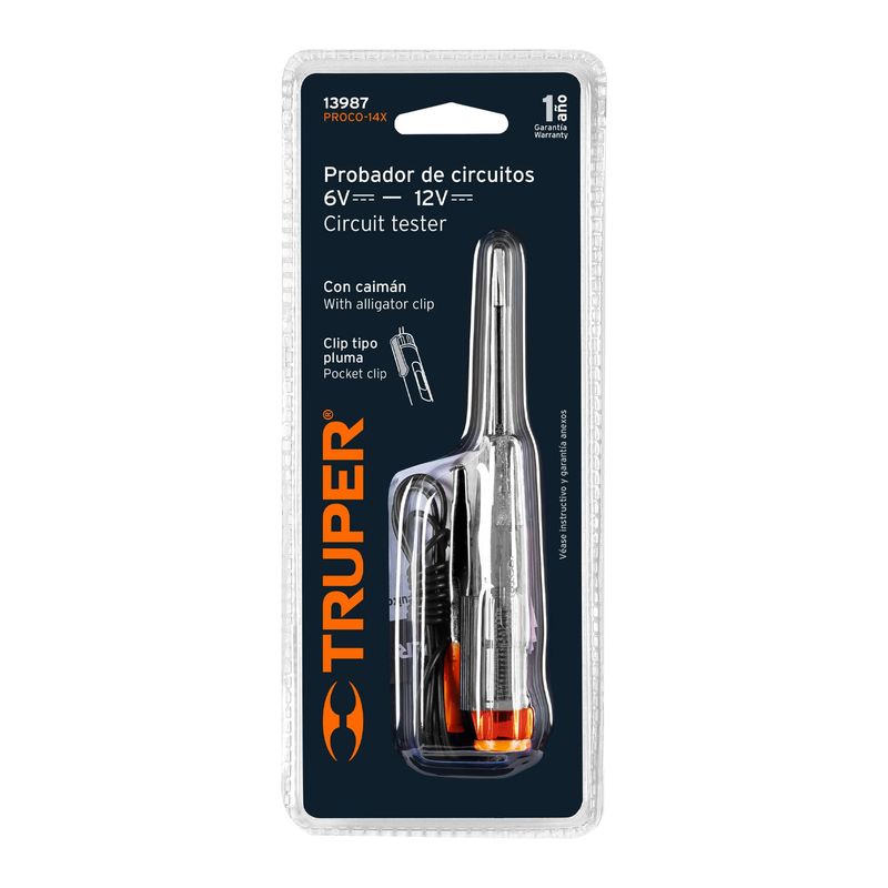 Probador-de-circuitos-con-caiman-T-Desarmador-14cm-Truper-13987---Cromado
