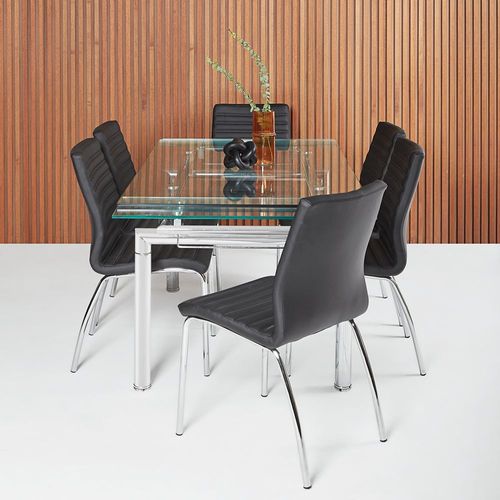 Set Comedor Expandible 6 Sillas Negras