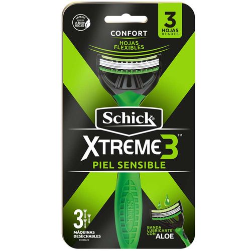 Máquina de Afeitar Schick Xtreme3 Piel Sensible Paquete 3un