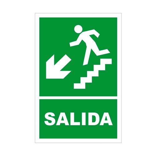 Señal Salida Escalera Bajada Izquierda 20x30cm
