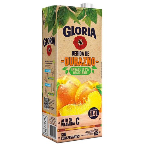 Bebida GLORIA Sabor a Durazno Tetrapack 1.5L