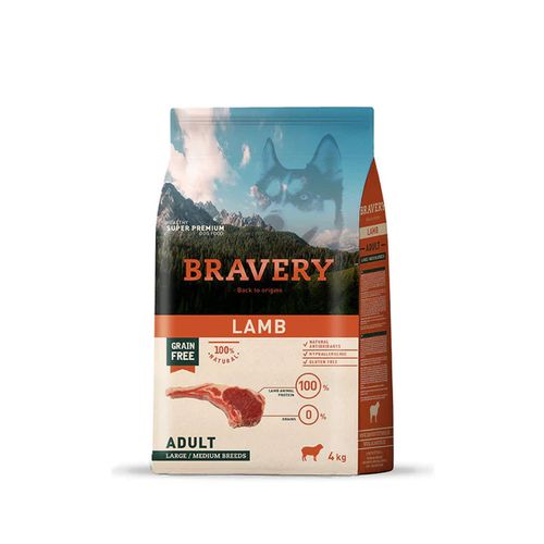 Alimento para Perros Raza Grande Adulto Bravery Cordero 4Kg