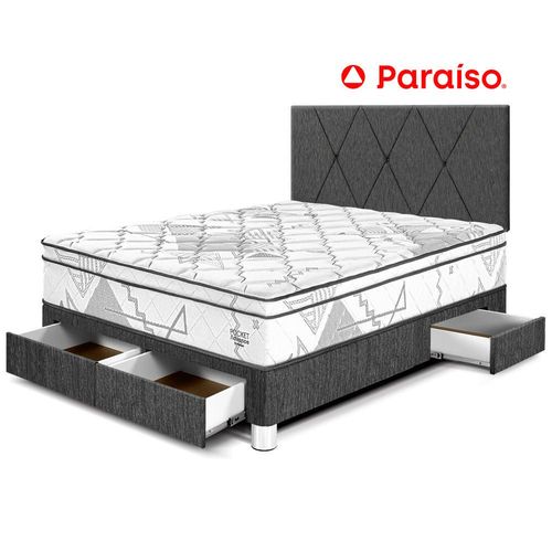 Dormitorio Pocket Advance Con Cajones2 Plazas Cabecera Loft Charcoal