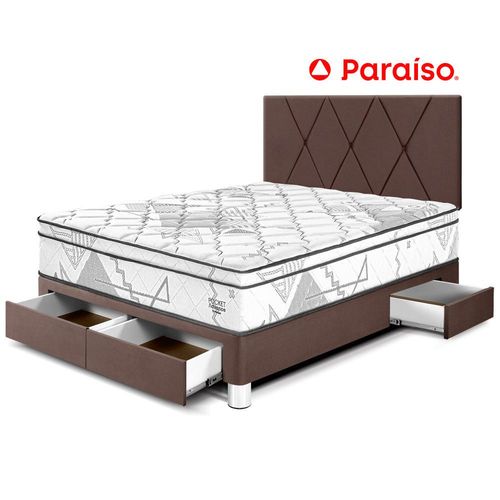 Dormitorio Pocket Advance Con Cajones 2 Plazas Cabecera Loft Chocolate