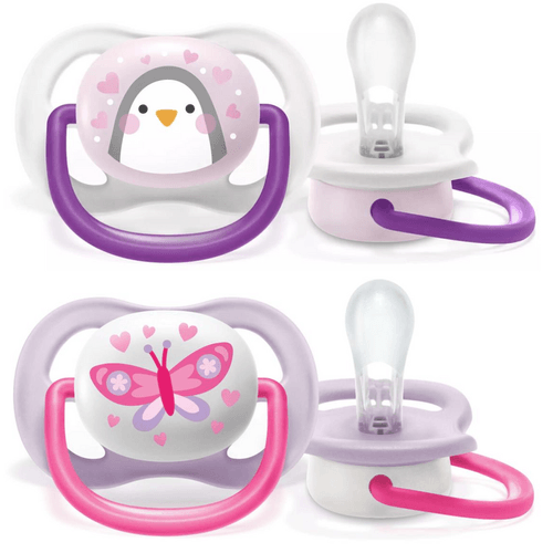 CHUPON AVENT DE 0 A 6 MESES ULTRA AIR PACK DE 2 UNI MARIPOSA + PINGUINO - NIÑA