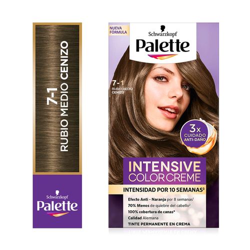 Tinte para Cabello SCHWARZKOPF Palette Color Creme 7-1 Rubio Medio Cenizo Caja 1un