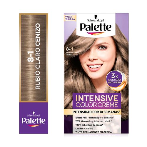 Tinte para Cabello SCHWARZKOPF Palette Color Creme 8-1 Rubio Claro Cenizo Caja 1un