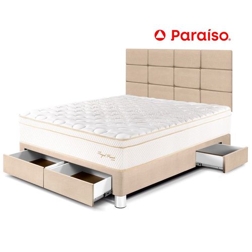 Dormitorio Royal Prince Cajones 2 Plazas Cabecera Blocks Champagne